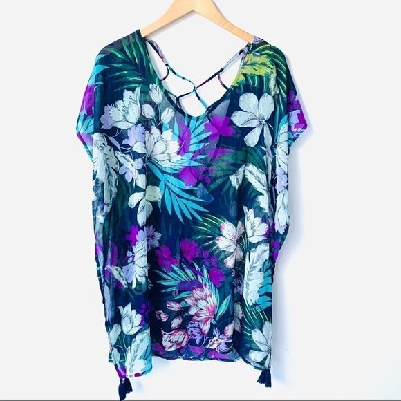 Kona Sol New Swim Aloha Hawaiian Flowy Coverup - Picture 3 of 8